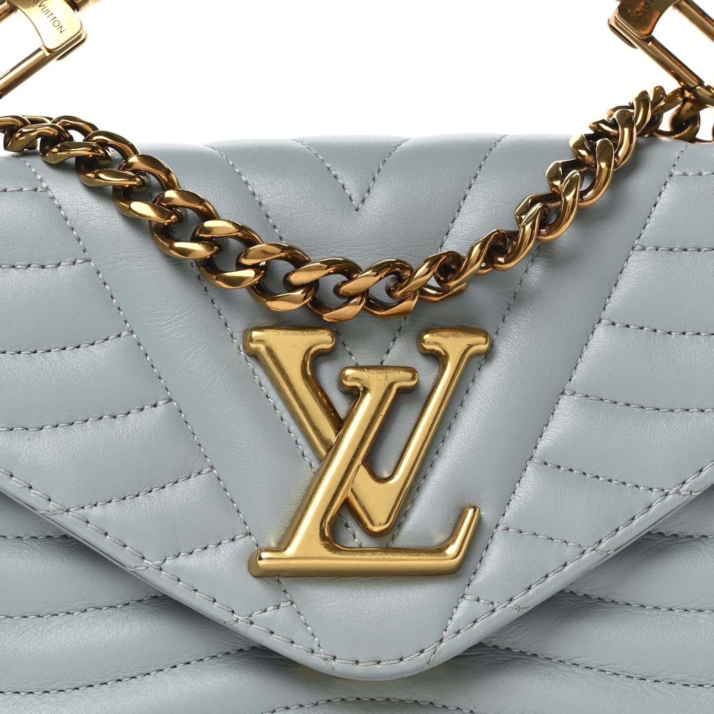 Calfskin New Wave Chain PM Porcelain Blue