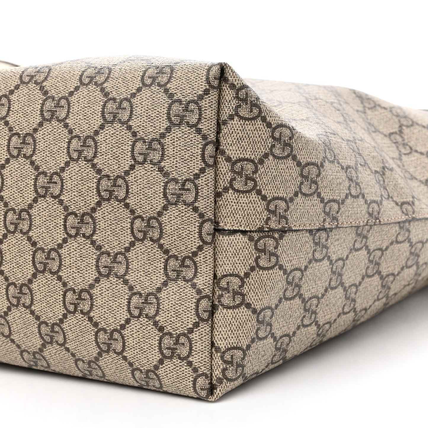 GG Supreme Monogram Textured Dollar Calfskin Web Medium Ophidia Shopping Tote Beige Ebony Mystic White