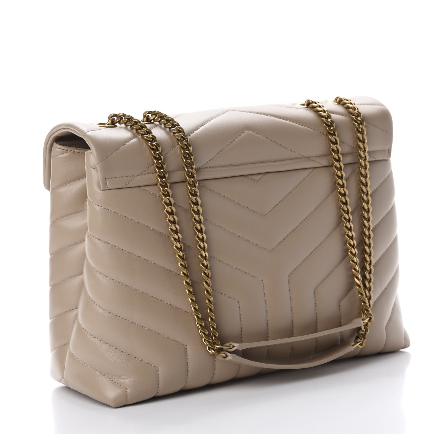 Saint Laurent Calfskin Y Quilted Monogram Medium Loulou Chain Satchel Dark Beige 3 of 11