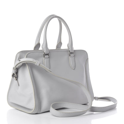 Alexander McQueen Pebbled Calfskin Small Skull Padlock Zip Around Tote Light Grey 3 of 14