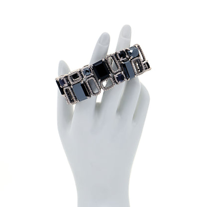 David Yurman Sterling Silver Diamond Black Orchid Hematite Onyx Mosaic Bracelet 2 of 7