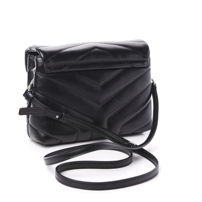 Saint Laurent Calfskin Y Quilted Monogram Toy Loulou Crossbody Bag Black 2 of 10