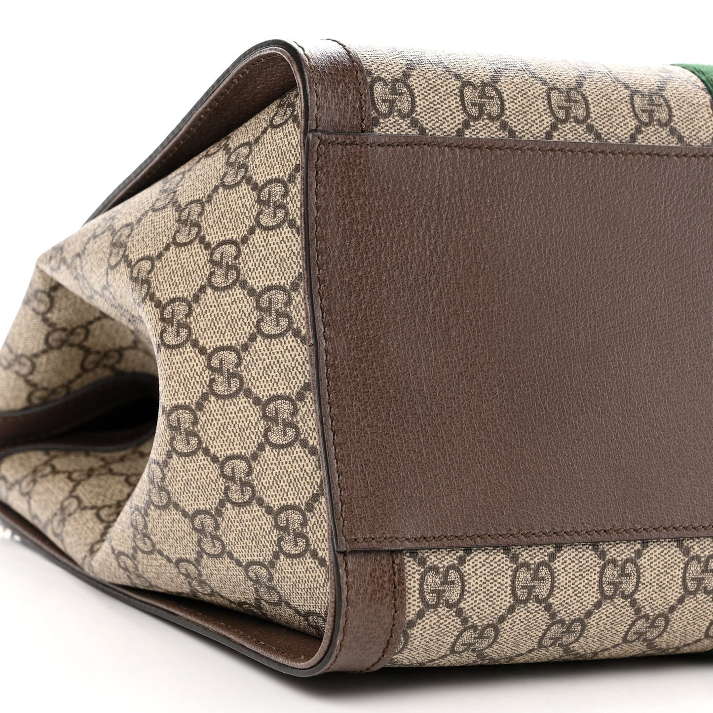 GG Supreme Monogram Web Medium Ophidia Tote Bag Brown