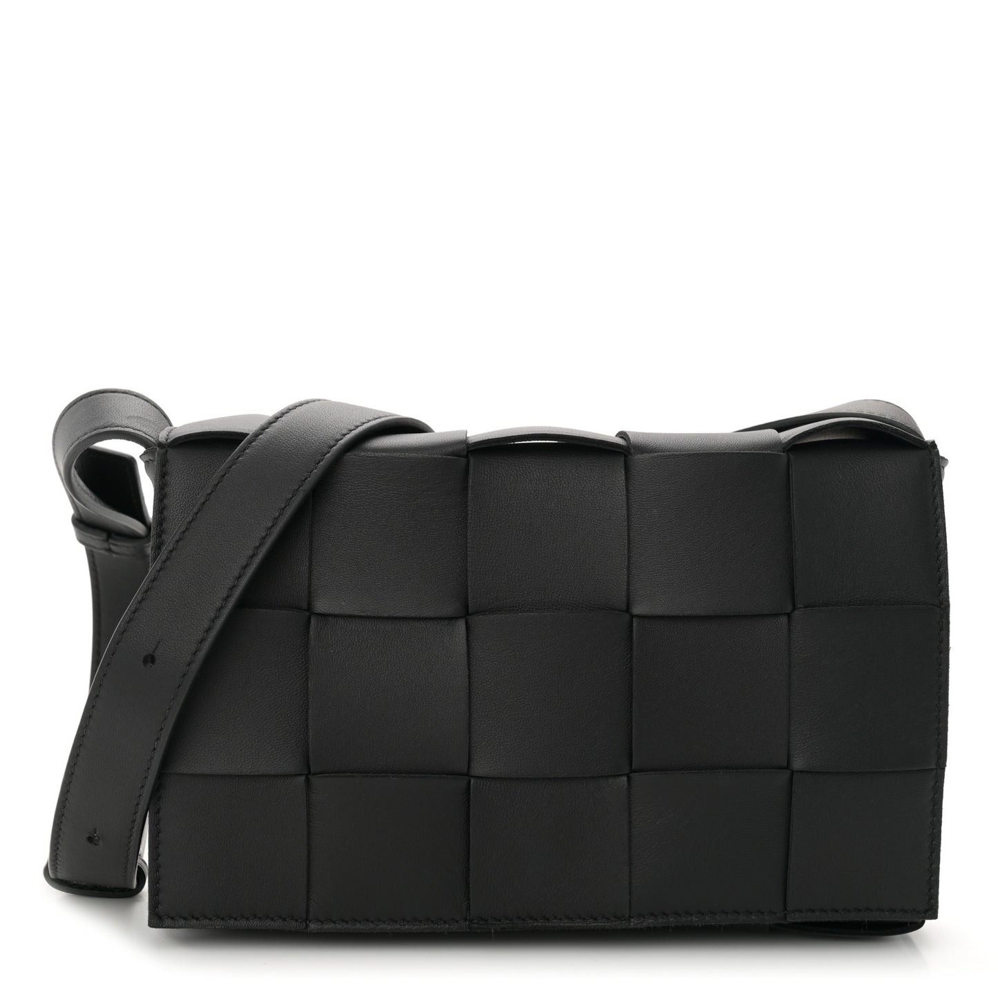 Lambskin Maxi Intrecciato Cassette Crossbody Bag Black