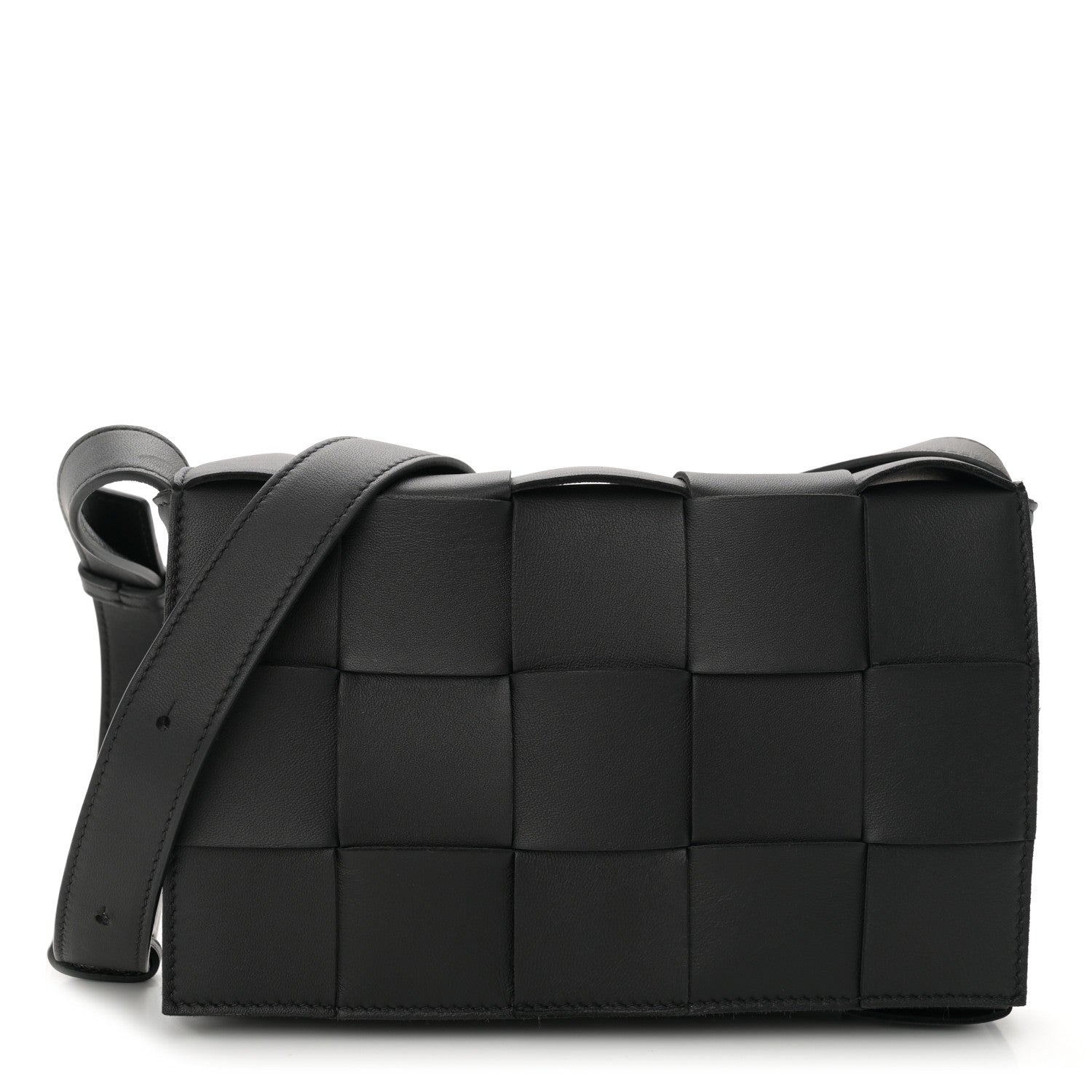Bottega Veneta Lambskin Maxi Intrecciato Cassette Crossbody Bag Black 1 of 10