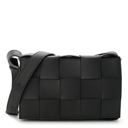 Bottega Veneta Lambskin Maxi Intrecciato Cassette Crossbody Bag Black 1 of 10