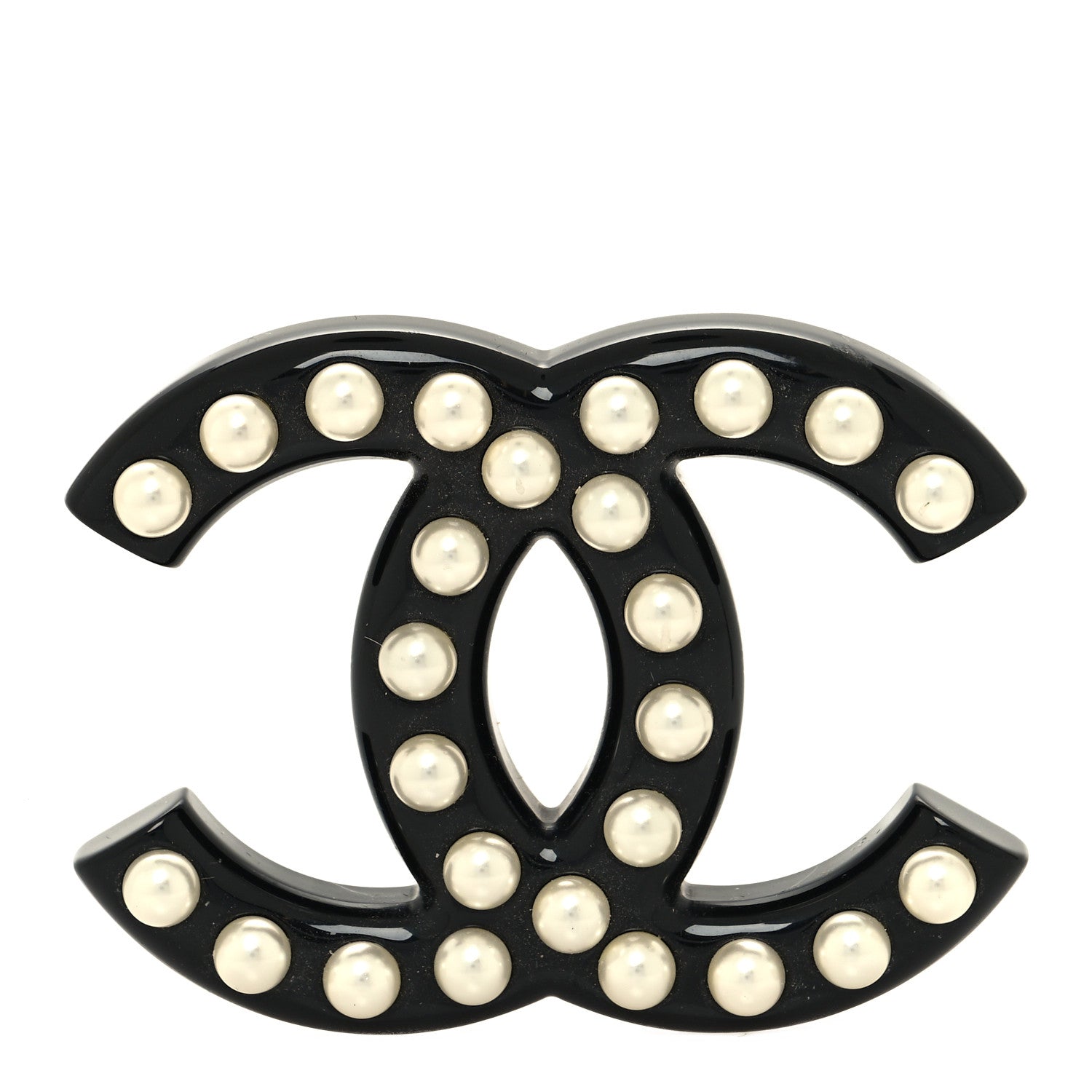 Chanel Resin Pearl CC Brooch Black 1 of 3
