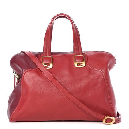 Fendi Vitello Capra Alabama Colorblock Large Chameleon Tote Ciliegia Bordeaux Ruby 1 of 11