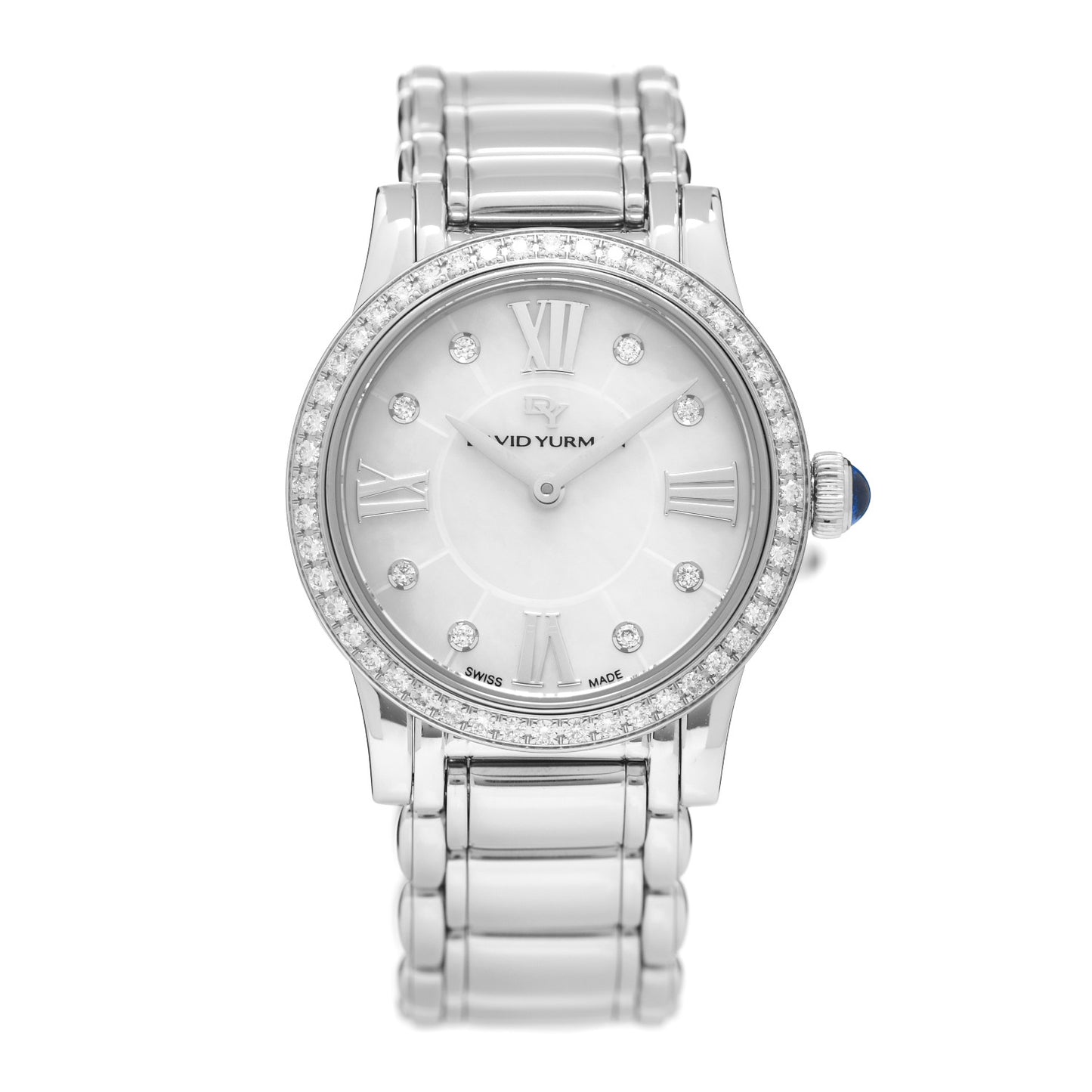 Stainless Steel Diamond Bezel Mother of Pearl 30mm Classic Quartz Watch