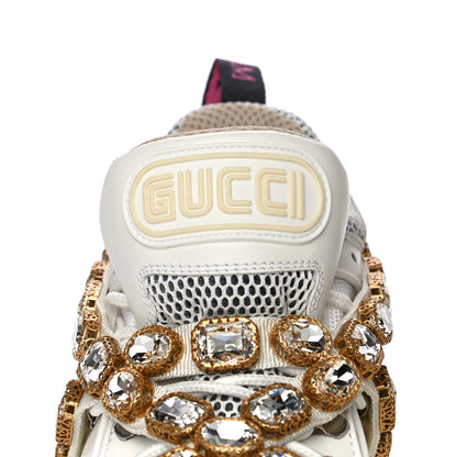Gucci X SEGA Mesh Calfskin Suede Removable Crystals Womens Flashtrek Sneakers 38.5 Great White 13 of 15