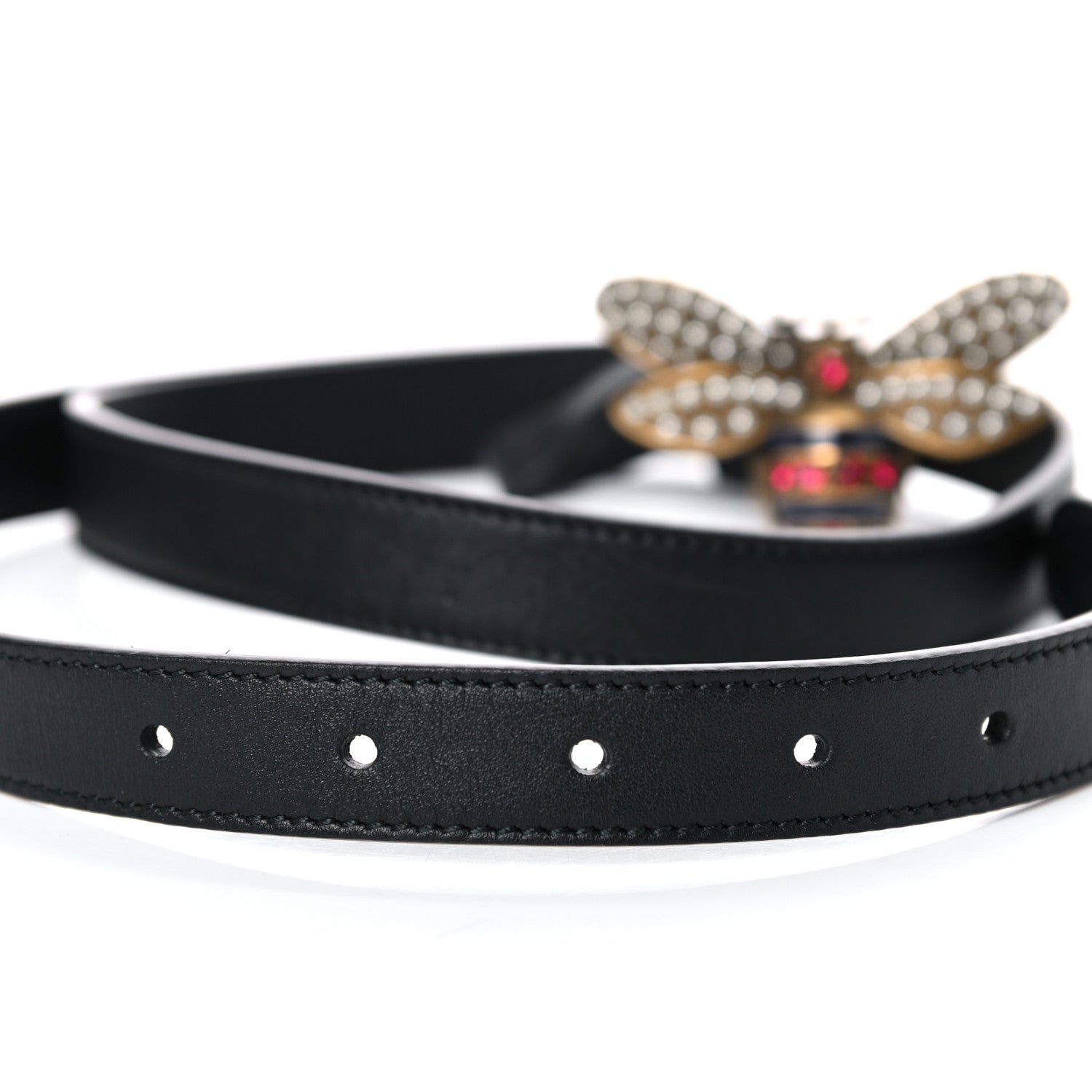 Gucci Calfskin Queen Margaret Bee Belt 85 34 Black 4 of 7