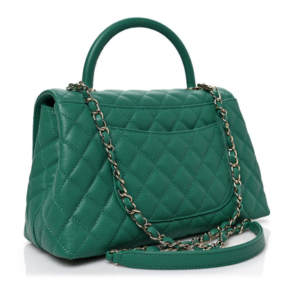 Chanel Caviar Quilted Small Coco Handle Flap Green 3 of 8