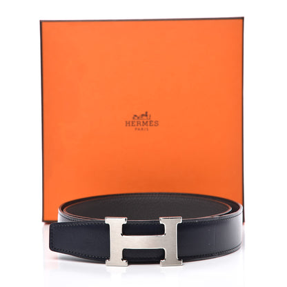 Hermes Box Togo 32mm H Belt 85 Bleu Marine Grey 8 of 8