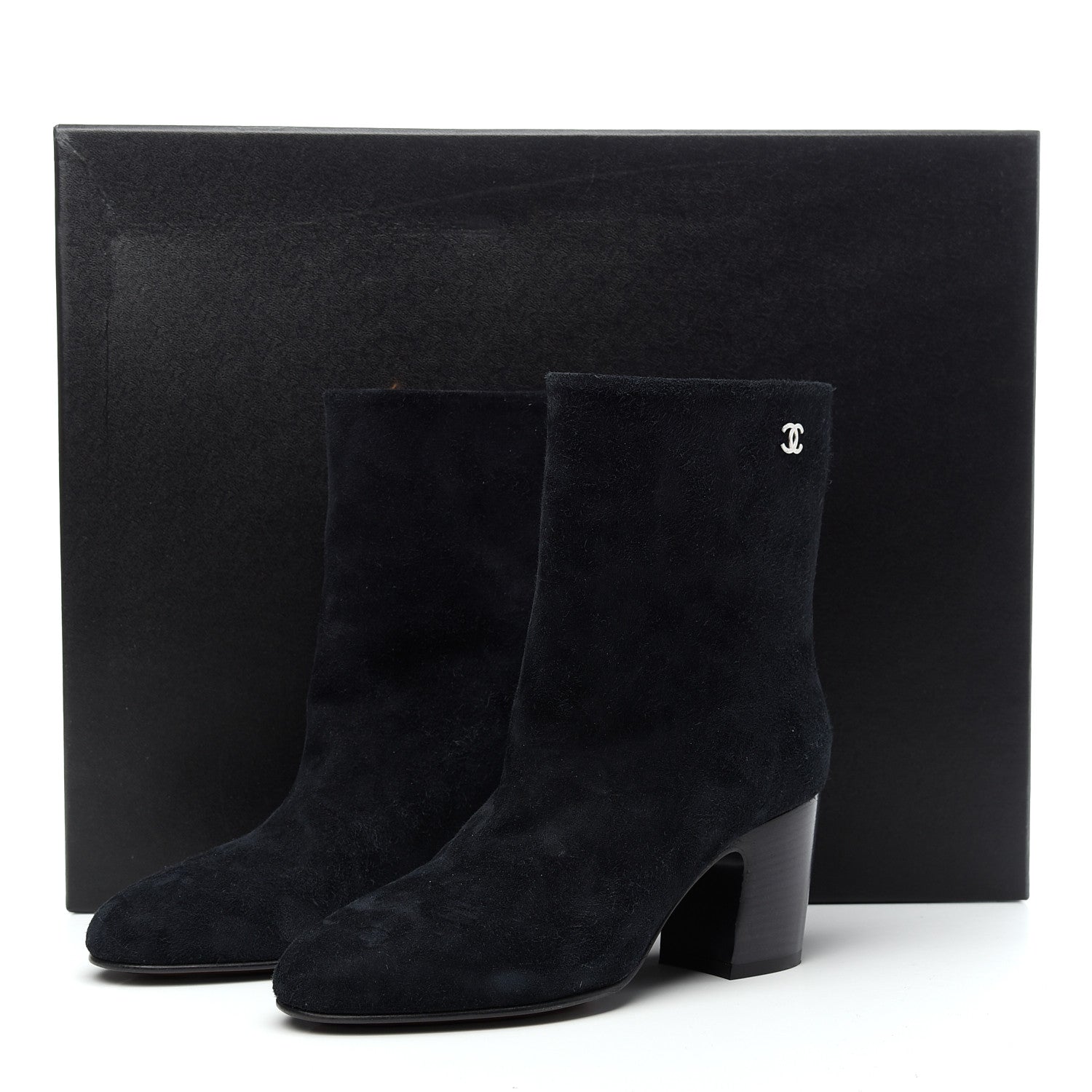 Chanel Suede Calfskin CC Short Boots 36 Navy 8 of 8