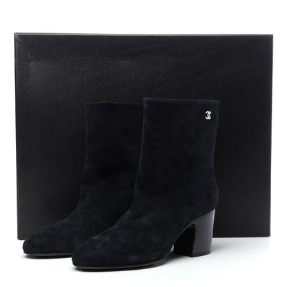 Chanel Suede Calfskin CC Short Boots 36 Navy 8 of 8