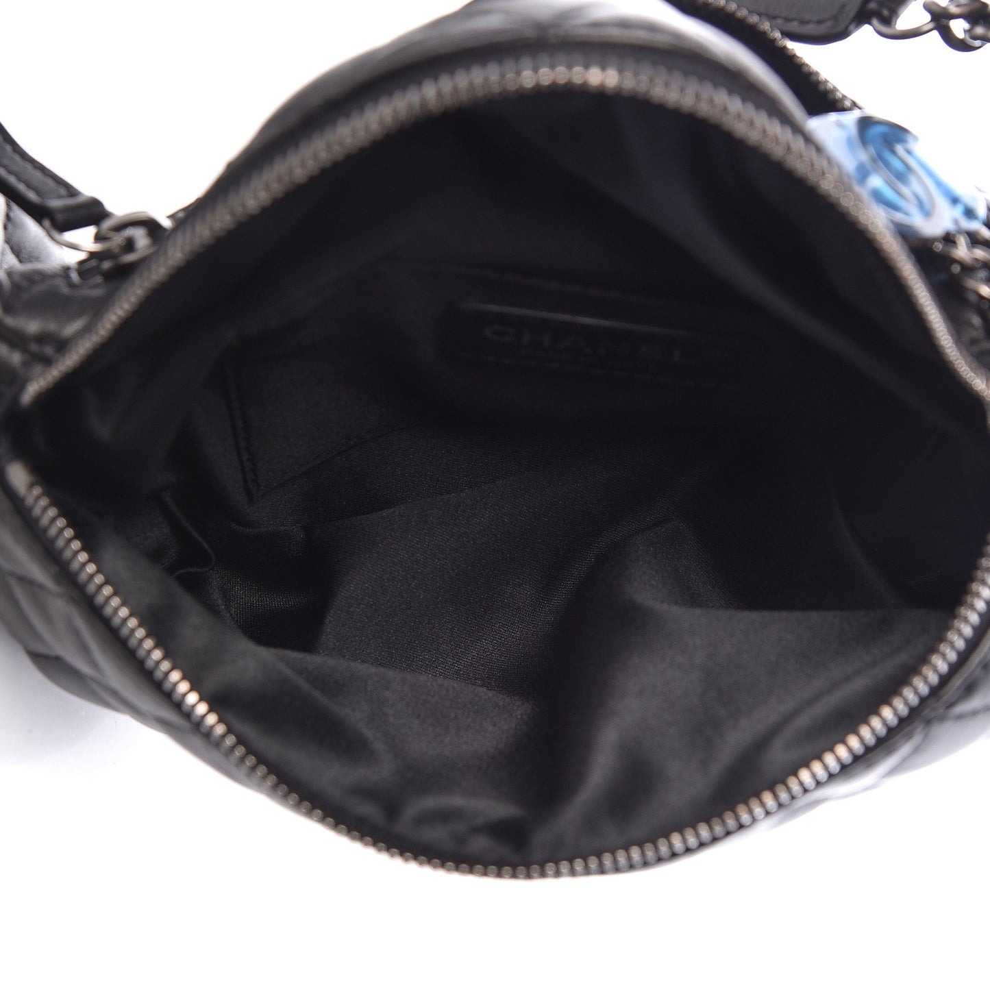 Lambskin Quilted Banane Waist Bag Fanny Pack Black