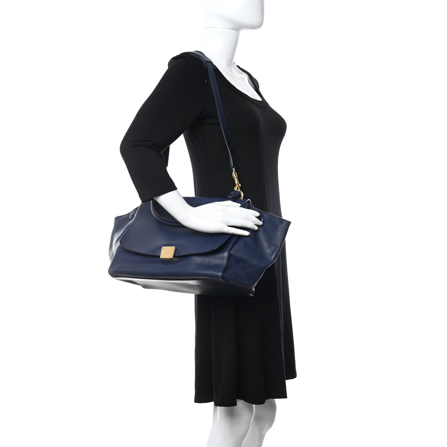Celine Smooth Calfskin Medium Trapeze Navy Blue 2 of 8