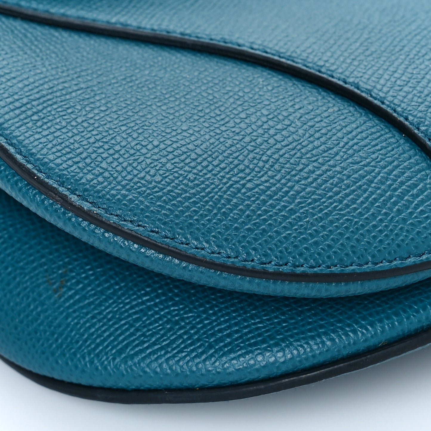 Grained Calfskin Saddle Bag Steel Blue