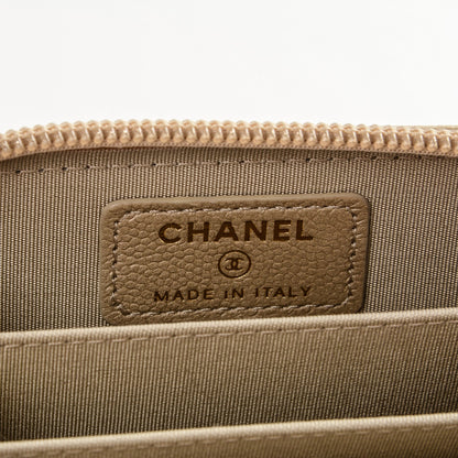 Chanel Metallic Caviar Quilted Boy Zip Around Coin Purse Wallet Light Gold 6 of 7