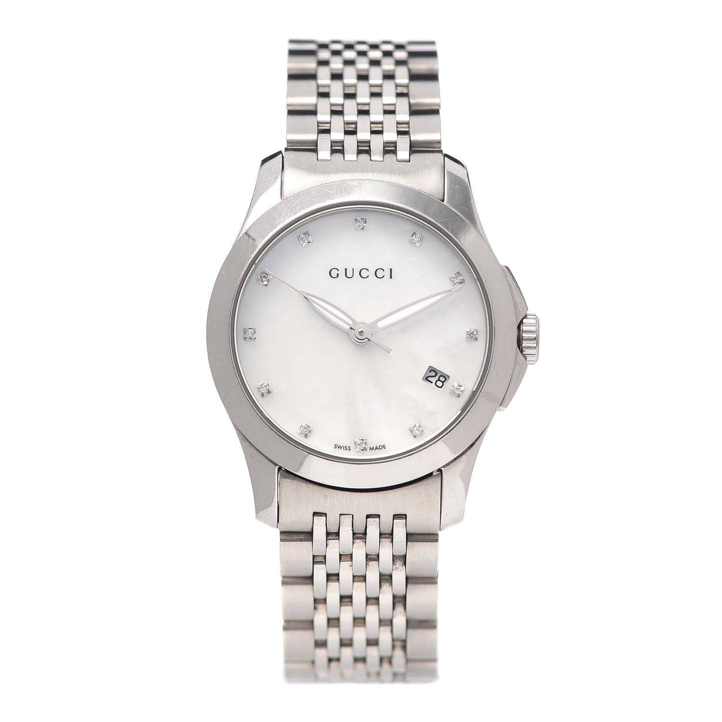 Stainless Steel Diamond Mother of Pearl 27mm G-Timeless Quartz Watch