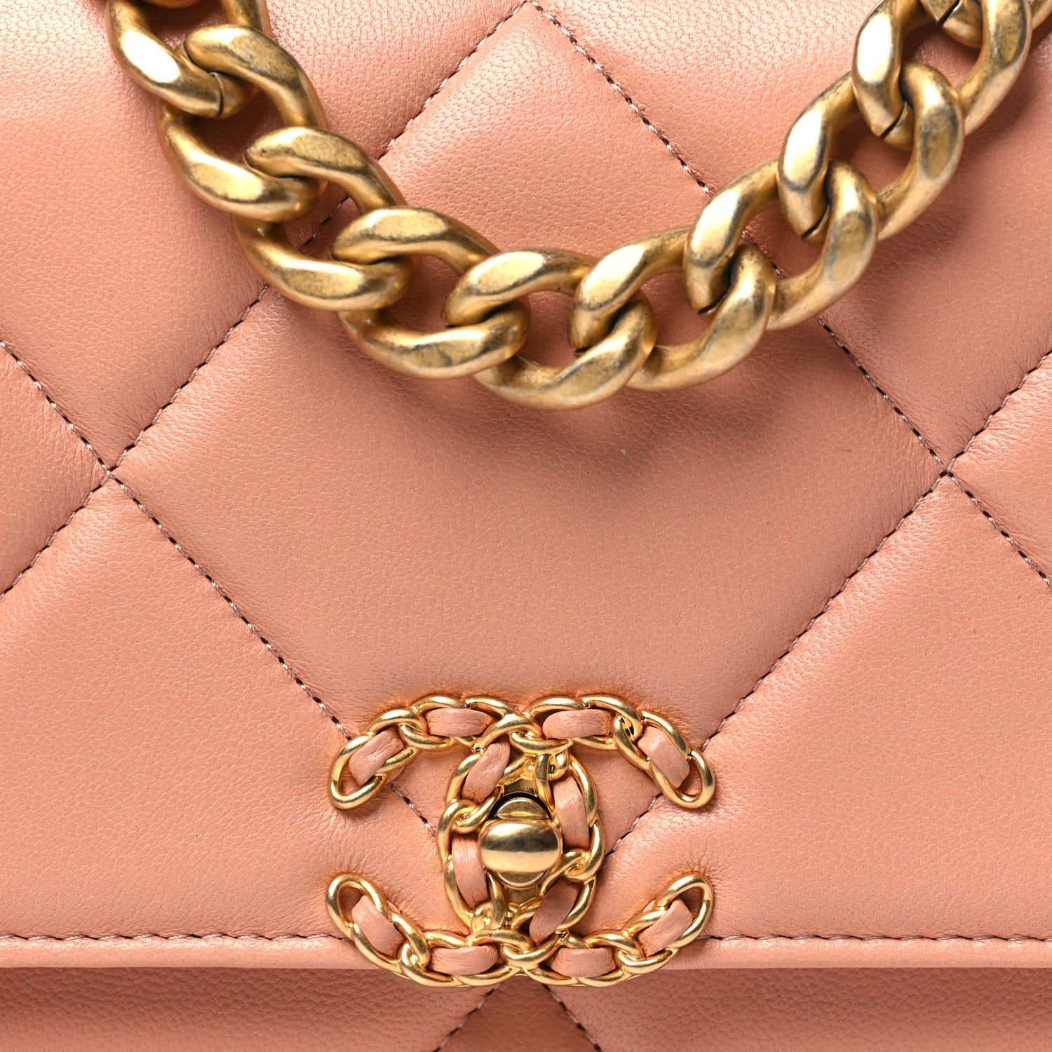 Chanel Lambskin Quilted Chanel 19 Wallet On Chain WOC Beige 9 of 12