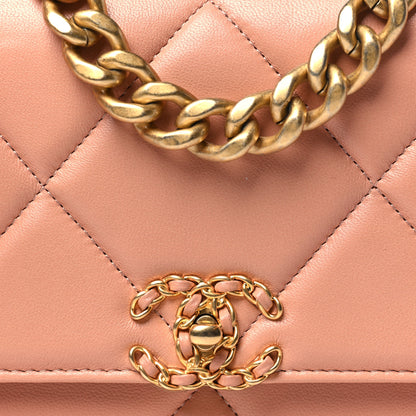 Chanel Lambskin Quilted Chanel 19 Wallet On Chain WOC Beige 9 of 12