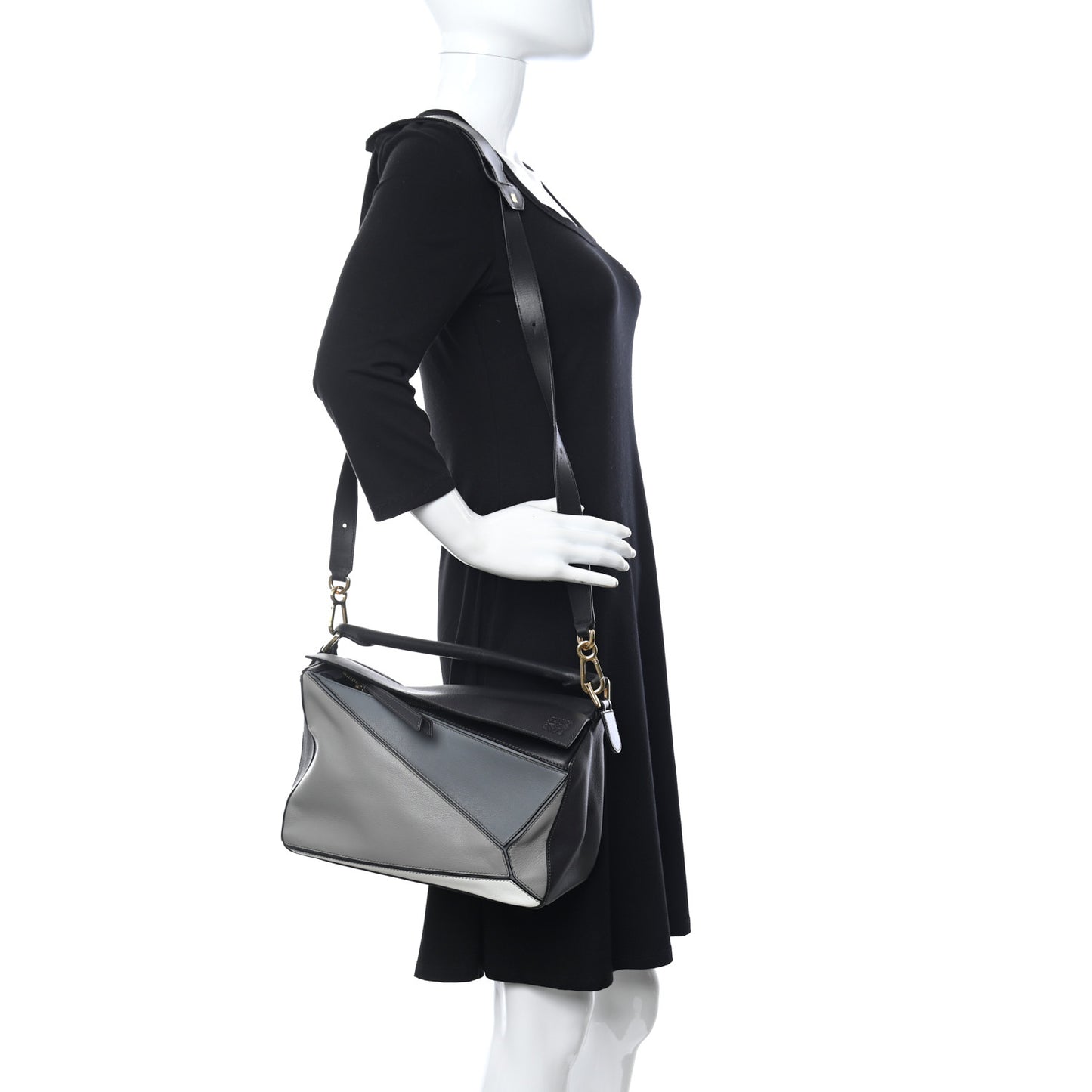 Calfskin Medium Puzzle Bag Grey Multito