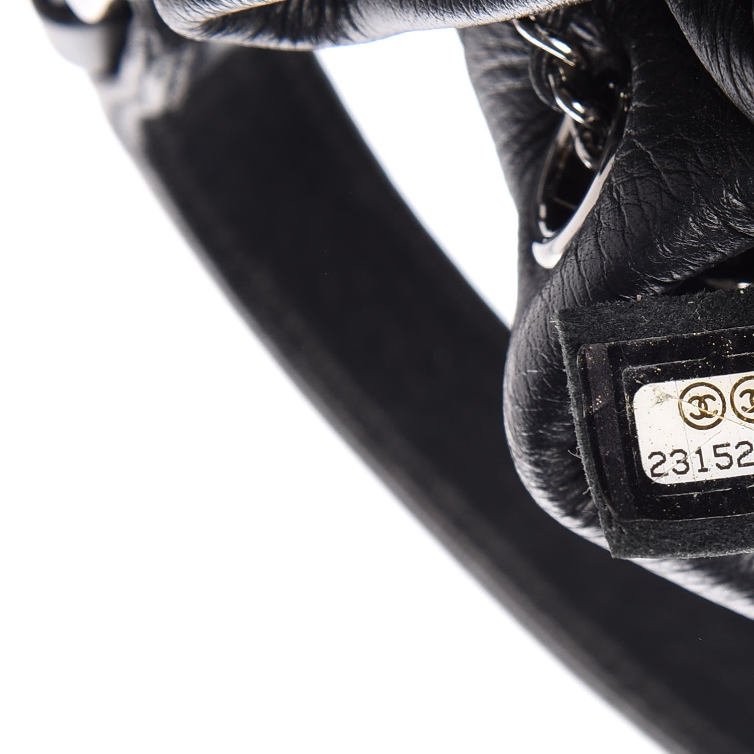 Chanel Deerskin Chevron Small CC Chain Bucket Bag Black 7 of 8
