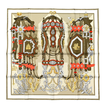 Hermes Silk Brides Et Destin Scarf 90 Vert Argile Kaki 1 of 5