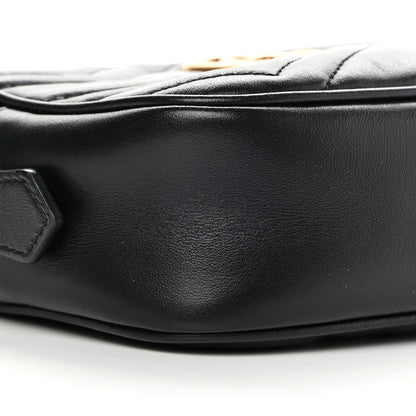 Gucci Calfskin Matelasse Mini GG Marmont Chain Shoulder Bag Black 9 of 11