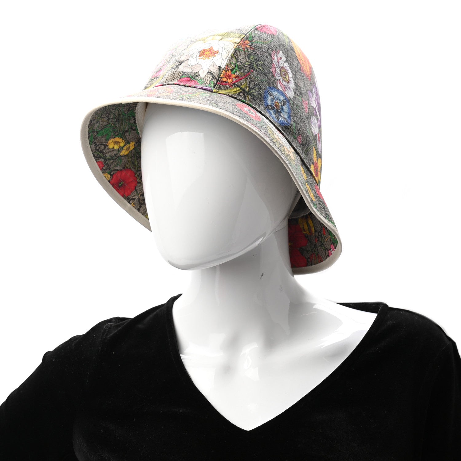 Gucci GG Supreme Monogram Flora Fedora Hat XL White 2 of 9