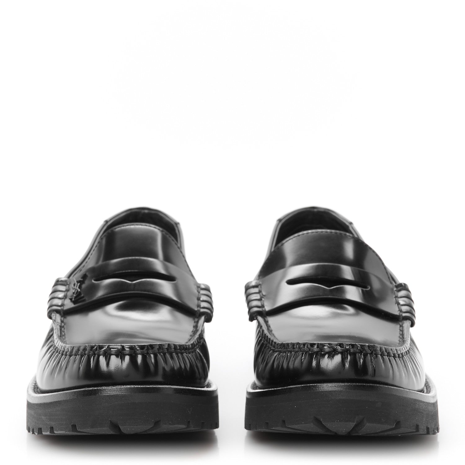 Saint Laurent Glazed Calfskin Chunky Le Loafer Penny Slippers 38 Black 3 of 10