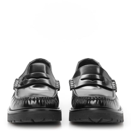 Saint Laurent Glazed Calfskin Chunky Le Loafer Penny Slippers 38 Black 3 of 10
