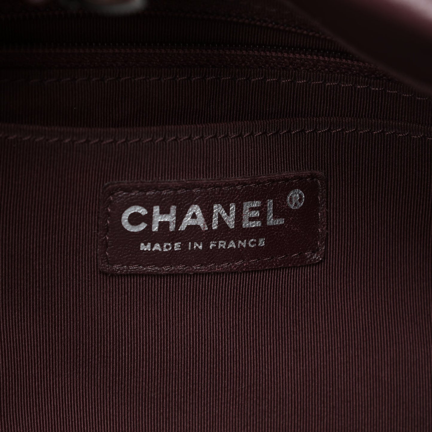 Deerskin Chevron CC Chain Bucket Drawstring Bag Burgundy