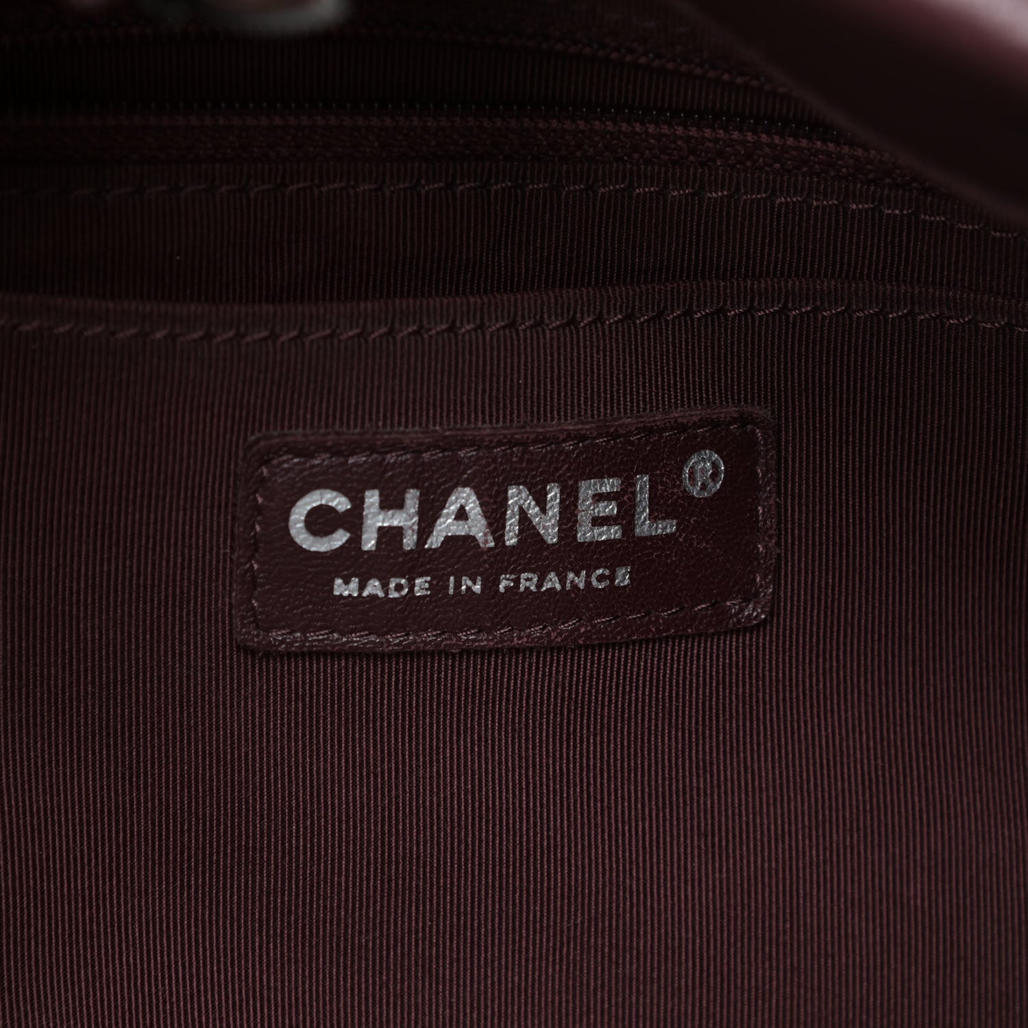 Chanel Deerskin Chevron CC Chain Bucket Drawstring Bag Burgundy 7 of 10