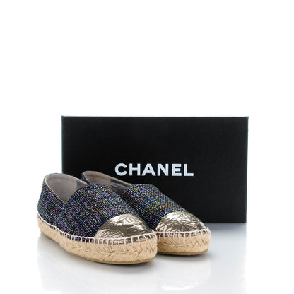 Chanel Tweed Patent Goatskin CC Espadrilles 39 Black Pink Yellow 8 of 8