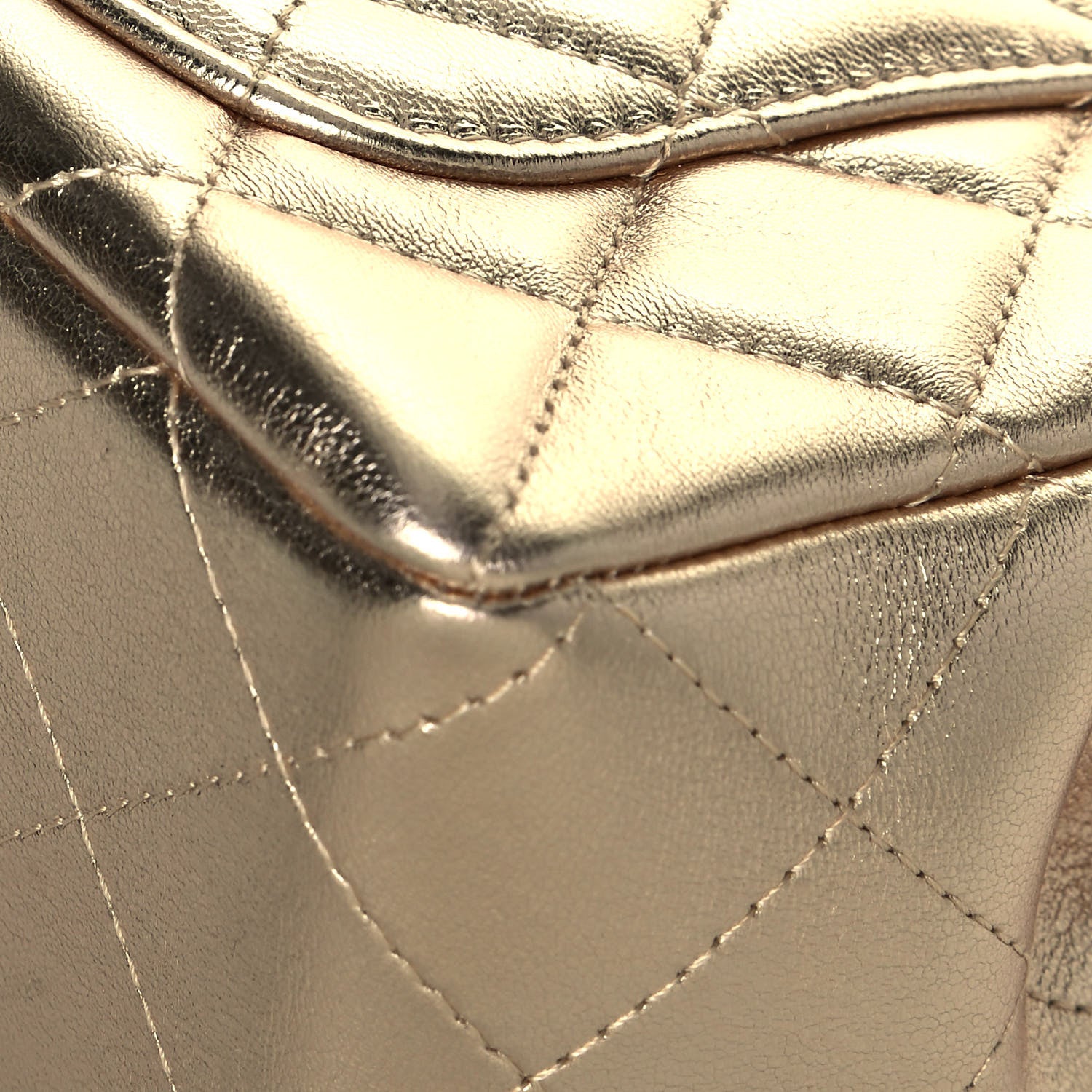 Chanel Metallic Lambskin Quilted Mini Rectangular Flap Gold Black 12 of 13