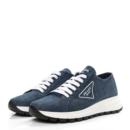 Prada Denim Rubber Triangle Logo Womens 45mm Sneakers 39 Bleu 3 of 9