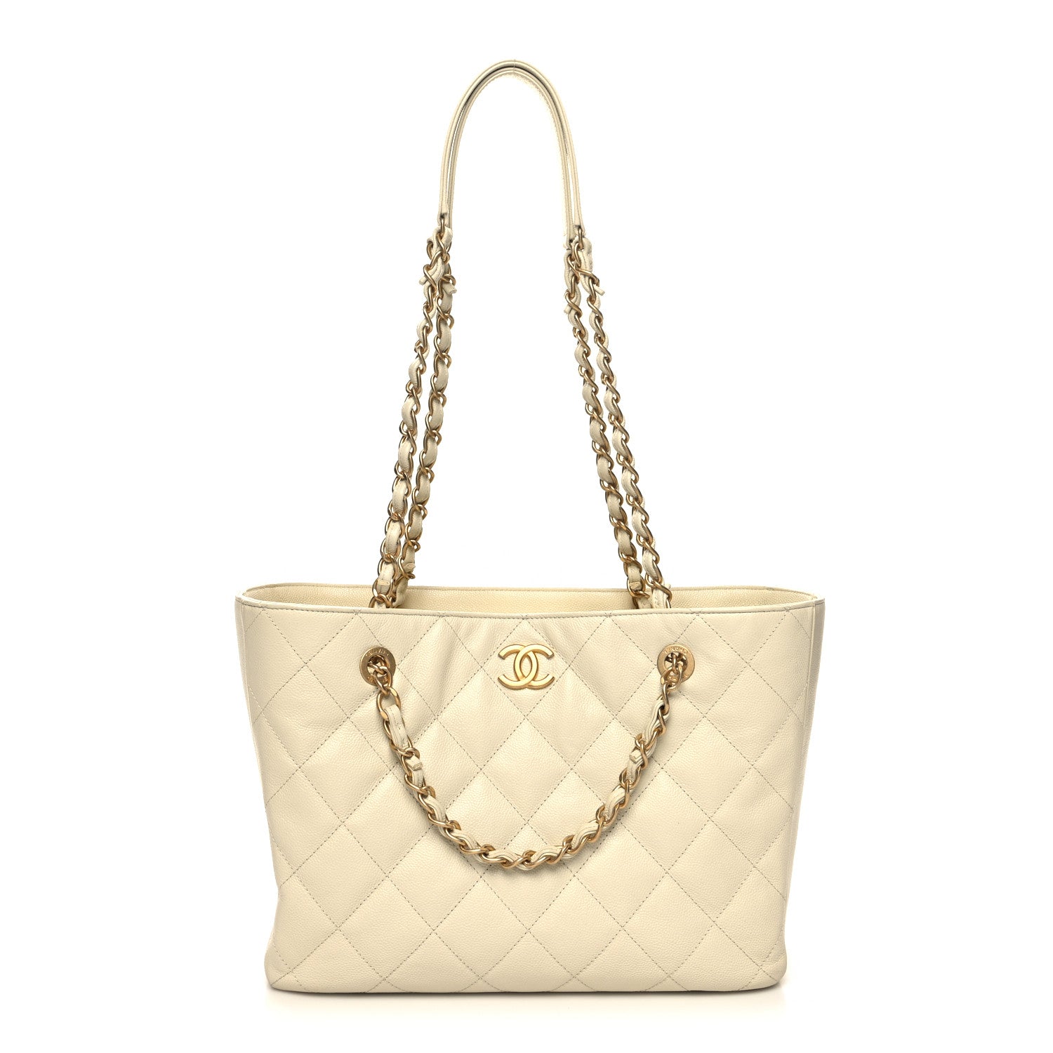 Chanel Caviar Quilted Small Shopping Tote White 1 of 10