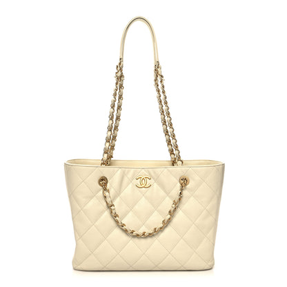 Chanel Caviar Quilted Small Shopping Tote White 1 of 10