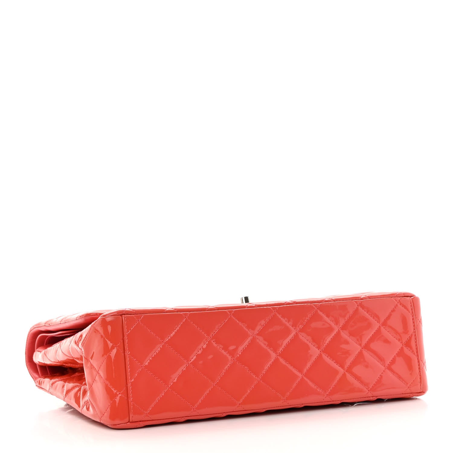 Chanel Patent Quilted Maxi Double Flap Coral 4 of 17