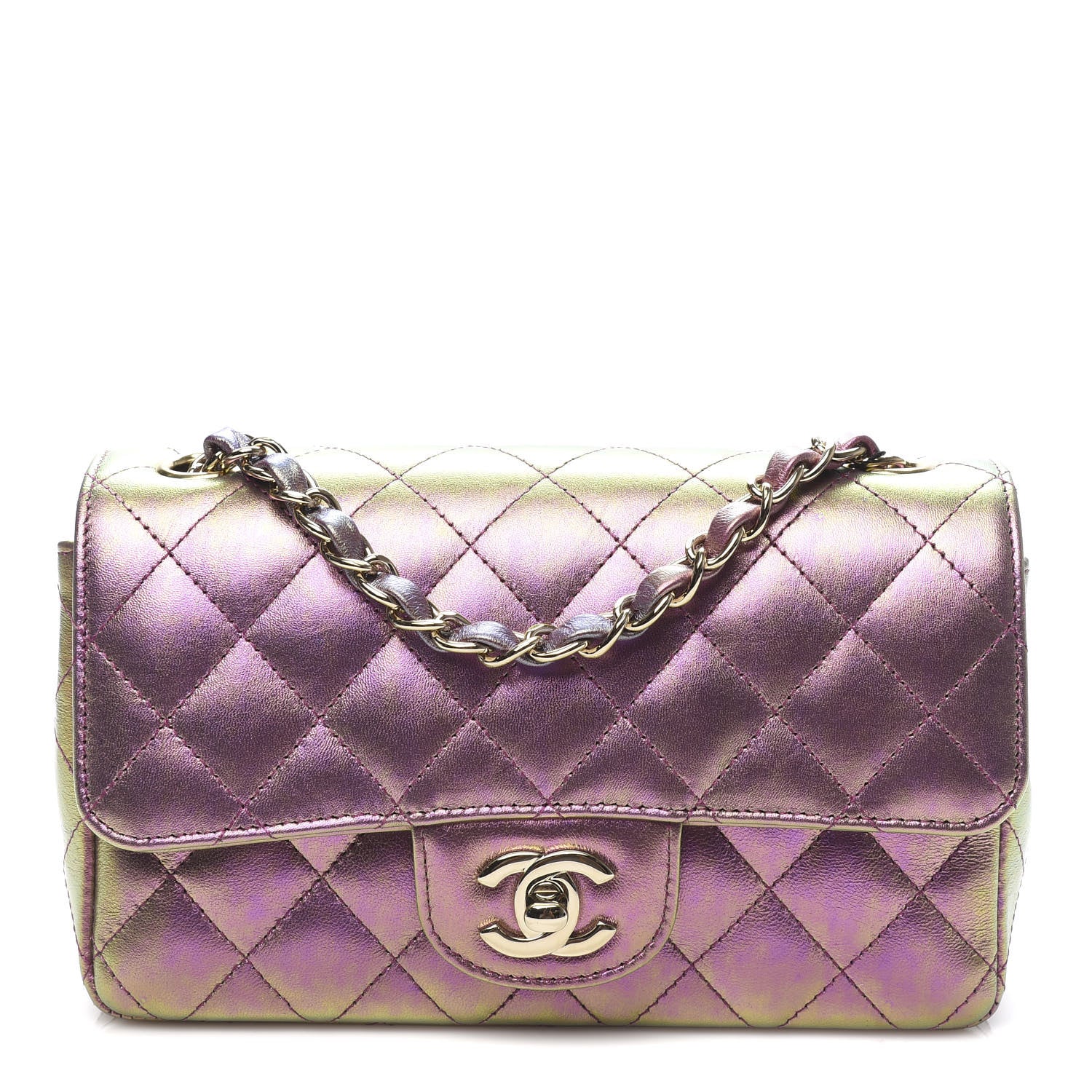 Chanel Iridescent Lambskin Quilted Mini Rectangular Flap Purple 1 of 10