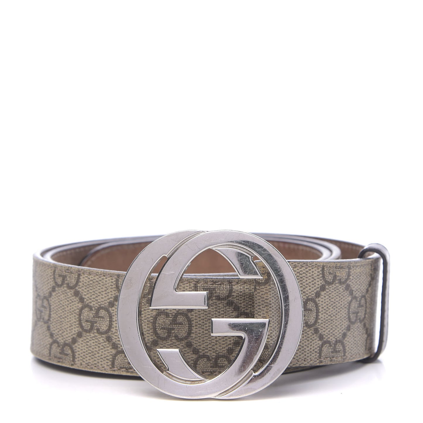 GG Supreme Monogram Selleria Calfskin Interlocking G 40mm Belt 85 34 Beige Ebony Cocoa