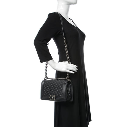 Chanel Metallic Calfskin Quilted Medium Boy Flap Black 2 of 15