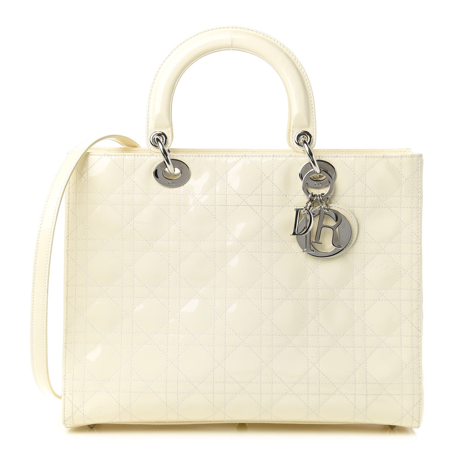 Christian Dior Patent Cannage Large Lady Dior White 1 of 11
