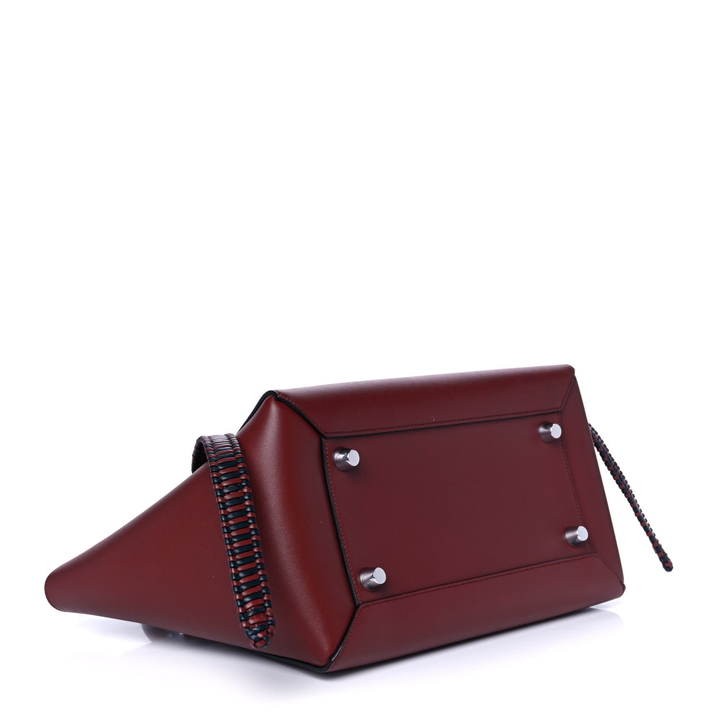 Smooth Calfskin Micro Bi-Color Braided Belt Bag Red Wood