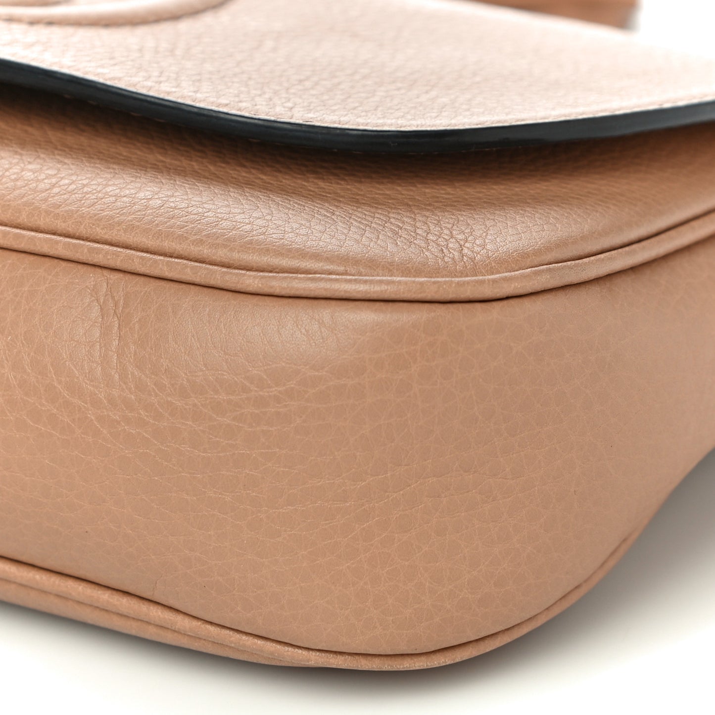 Pebbled Calfskin Medium Soho Flap Crossbody Camelia