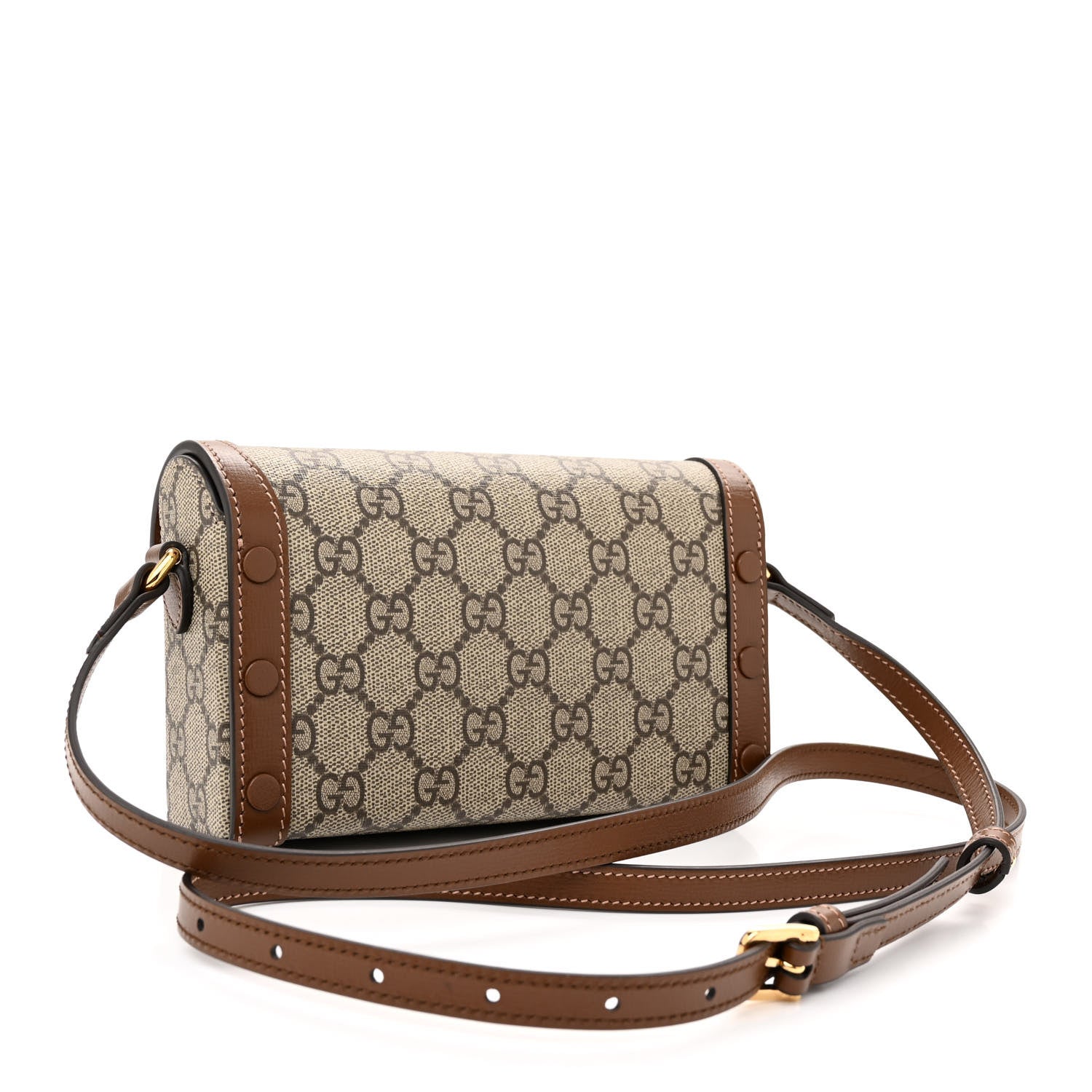 Gucci GG Supreme Monogram Mini Horsebit 1955 Shoulder Bag Beige Brown Sugar 3 of 11