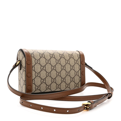 Gucci GG Supreme Monogram Mini Horsebit 1955 Shoulder Bag Beige Brown Sugar 3 of 11