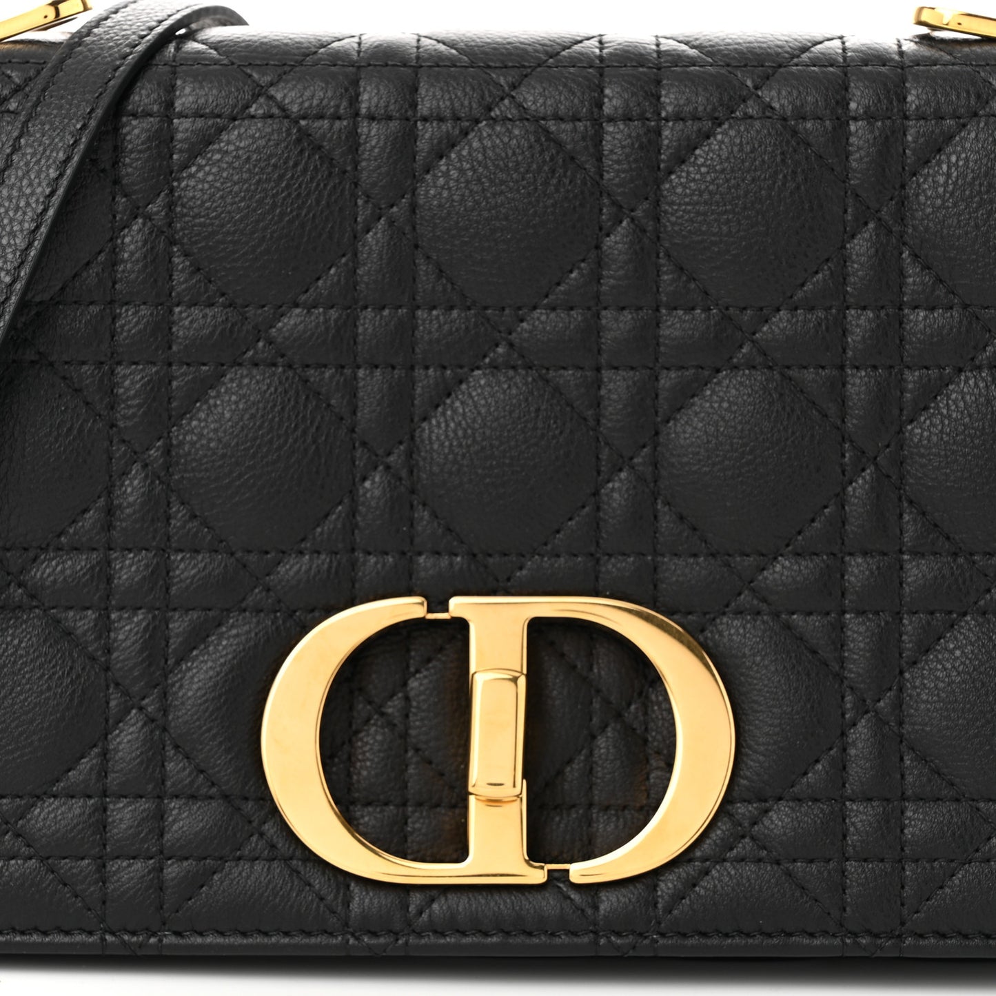 Calfskin Cannage Medium Caro Bag Black